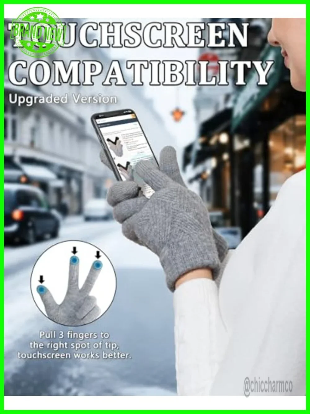 Winter Gloves for Women, 3 Pairs, Touch Screen Thermal Knit Lining Warm Gloves